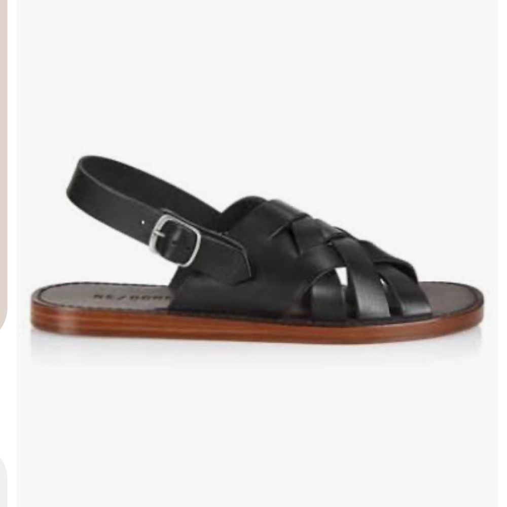Re/Done Black Fisherman Leather Sandals NWT